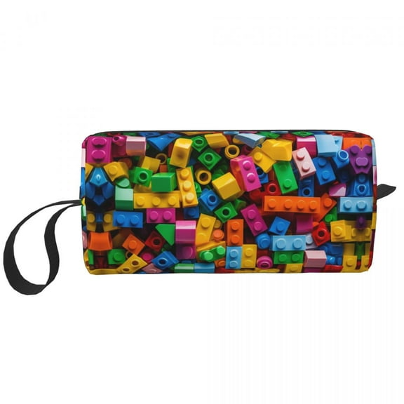 Lego Texture Makeup Bag Cosmetic Organizer Storage Dopp Kit Toiletry Cosmetic Bag for Women Beauty Travel Pencil Case