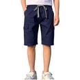 thumbnail image 4 of Amidoa Boys Cotton Cargo Shorts – Elastic Waist Baggy Summer Knee Length Casual Shorts,Navy,11, 4 of 5