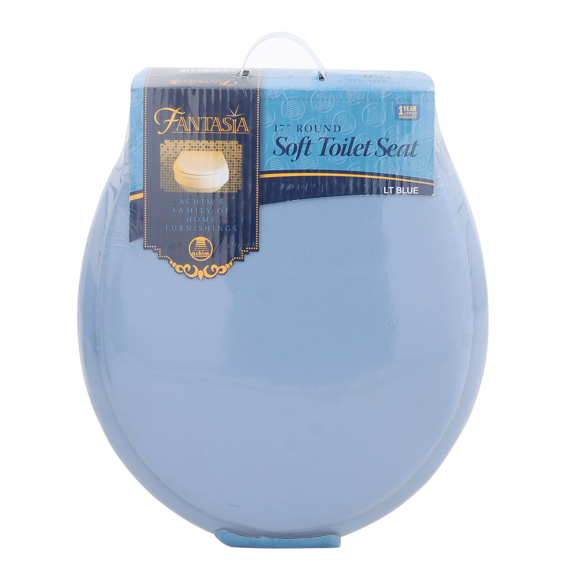 Fantasia Light Blue Soft Standard Vinyl Toilet Seat, 17 in.