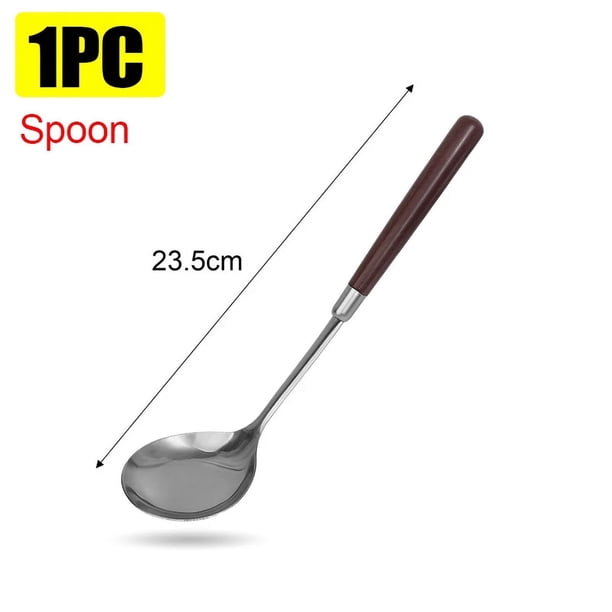 Juego de utensilios de cocina, espátula para pizza, filete, sartén para freír huevos, pescado, cuchara para sopa con mango de madera