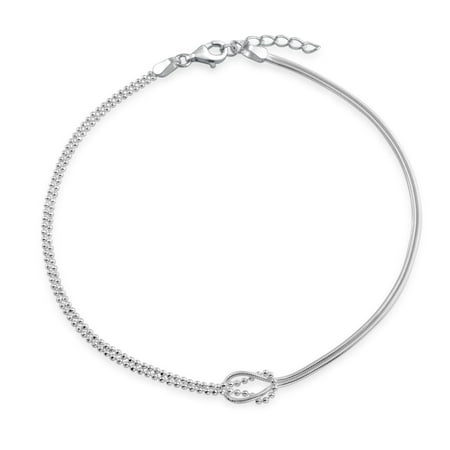 10 Adjustable Snake (Infinity Love Knot Anklet Ankle Bracelet Beaded Ball Snake Chain 925 Sterling Silver Adjustable 9 to 10 Inch)