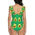 thumbnail image 5 of Goofa Cartoon Fruit 1 Print Women's Ruffled One Piece Swimsuit V Neck, 5 of 7