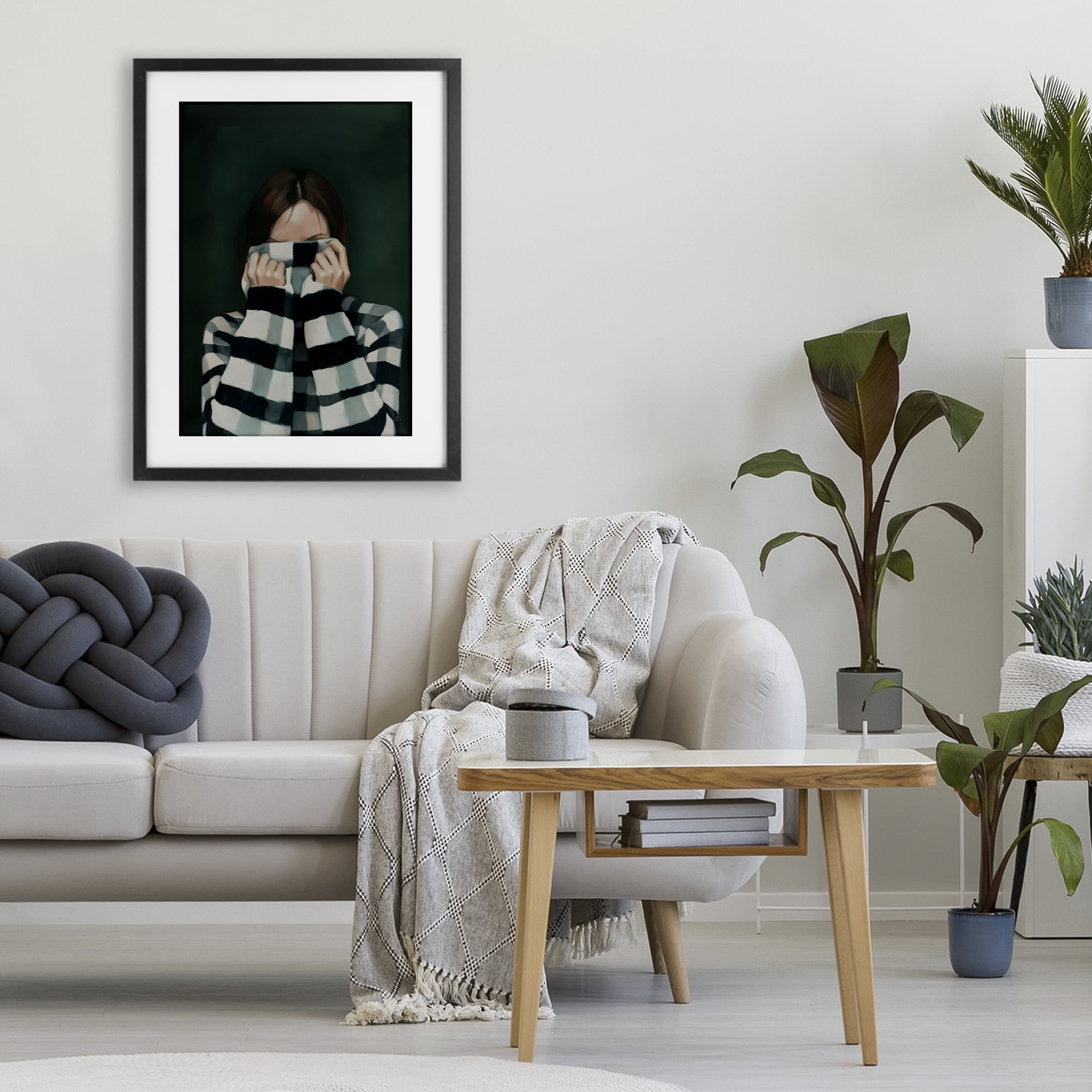 Stupell Industries Warmed Striped Sweater Portrait Black Framed Print Under Glass, design by Ros Ruseva