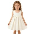 thumbnail image 3 of Piuwrlz Summer Dresses for Girls Casual Play Dresses Crew Neck Pleated Skirts Beige Size 2-3 Years, 3 of 10