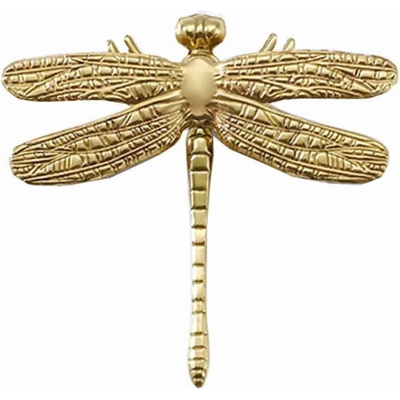 Gamvdout Pack of 1 Brass Dragonfly Cabinet Knobs Pure Copper Dragonfly Decoration Handles Gold Drawer Cabinet Door Cupboard Wardrobe Dresser Pulls Knobs Hardware