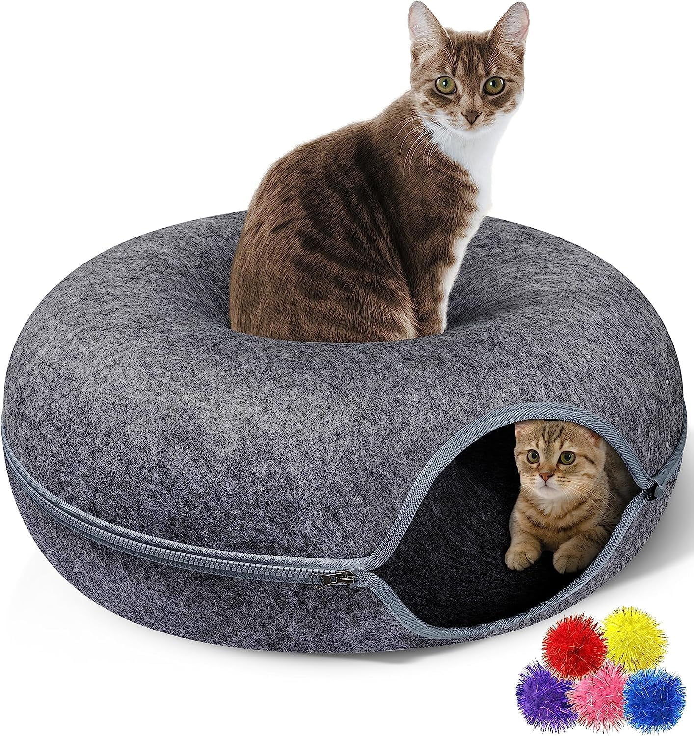 Cat Tunnel Bed for Indoor Cats,Cat Bed Cat Donut Cave,Scratch Resistant