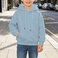 thumbnail image 4 of YDFCWXW Kids Solid Color Hoodie Pullover, Long Sleeve Hooded Sweatshirt Drawstring Kangaroo Pocket Athletic Hoodies for Boys Girls (Blue, 13-14 Years), 4 of 7