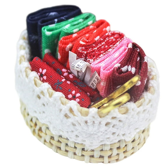 Dollhouse Sewing Basket Adorable Miniature Toy Bathroom Decorations Kids' Toys Toy's for Landscaping Wooden Model Child