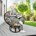 thumbnail image 6 of TOPCHANCES Waterproof Papasan Chair Cushion Only, 47 inch Tuffed Round Floor Seat Cushion, Swing Chair Seat Cushion with Ties, Gray & Leaf, 6 of 12