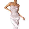 thumbnail image 6 of Qiylii Women's Bodycon Midi Corset Dresses Spaghetti Strap Satin Sleeveless V-Neck Formal Maxi Long Evening Party Dress, 6 of 9
