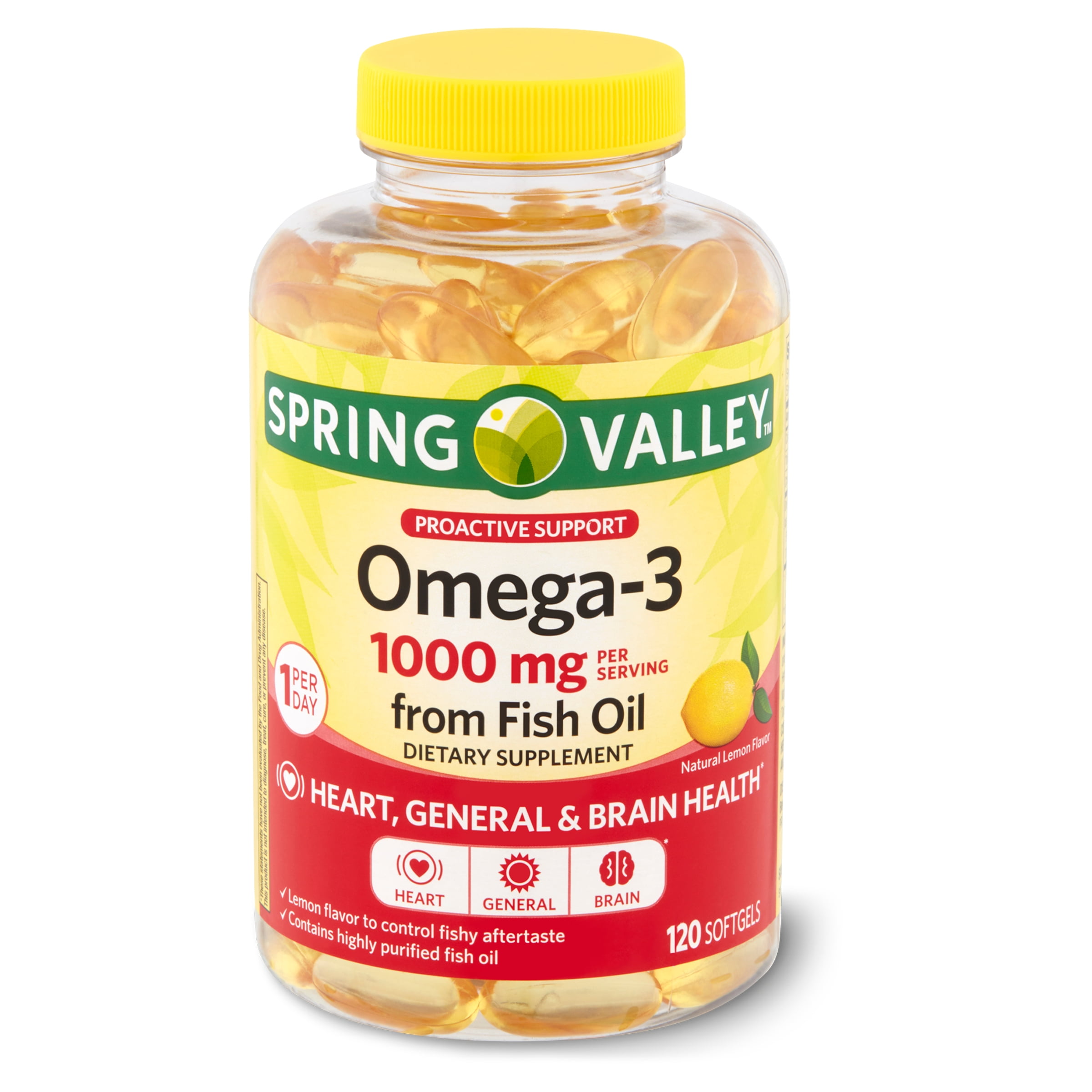 Goot Het is de bedoeling dat Omgaan Spring Valley Omega-3 Fish Oil Soft Gels, 1000 mg, 120 Count - Walmart.com