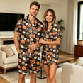 thumbnail image 6 of JULMCOMO Halloween Couples Matching Pajama Sets Pumpkins Print Collared Button Down Holiday Two Piece Sets Cute Printed Comfy Soft Pajamas Black-Women L, 6 of 7