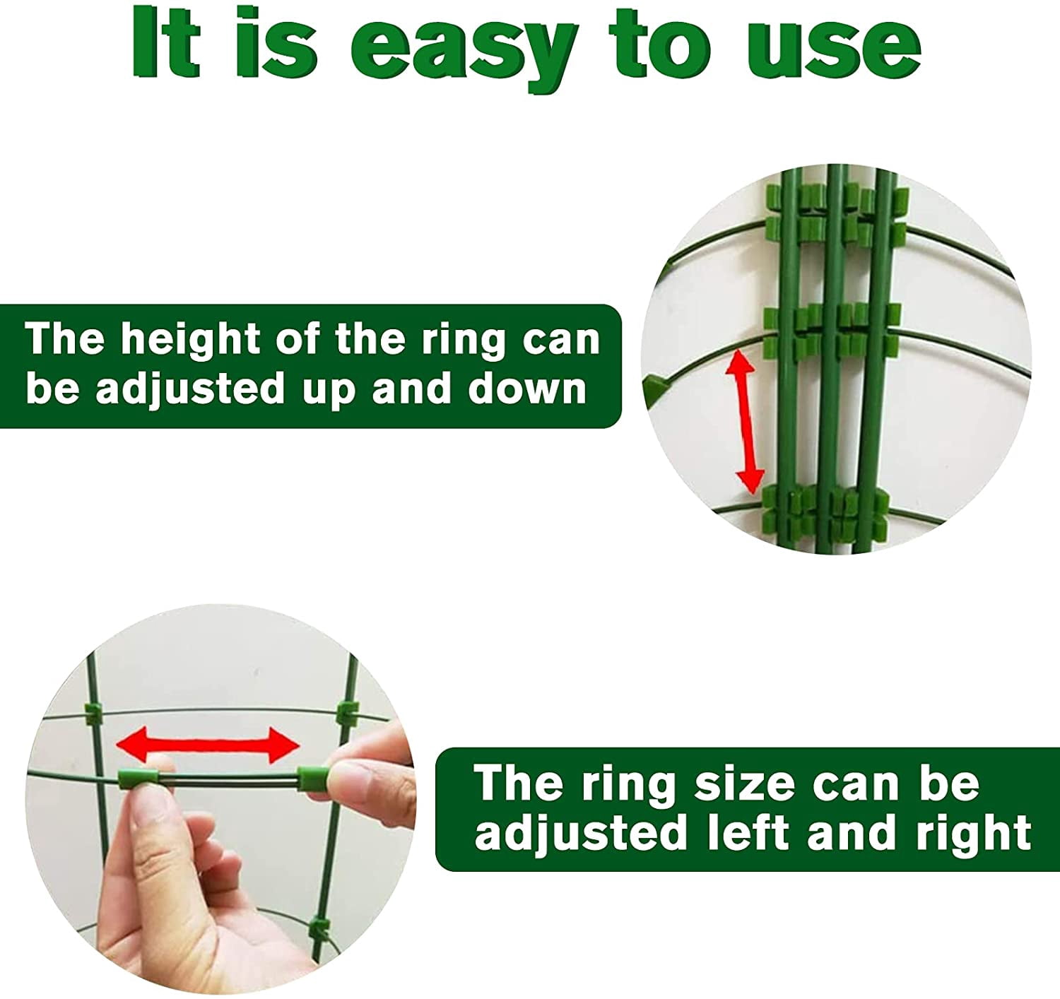 4 Pack Tomato Cages for Garden- 36 Inches Adjustable Garden Cucumber Trellis Plant Support Cages Stakes, Trellis Support Rings for Outdoor Climbing Plants, Pots