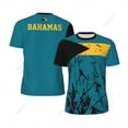 thumbnail image 2 of Exclusive design Bahamas Flag Grain 3D Printed Men For Running Bike Soccer Tennis Fitness Sports tshirt Mesh Fans Short T-shirt, 2 of 14
