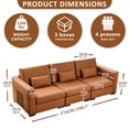 thumbnail image 4 of ATJafurn 108.7"W Orange Leather Couch, Mid-Century Modern Modular Sectional Sofa with Pillows and Deep Seat for Living Room and Bed Room, 4 of 9