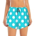 thumbnail image 4 of Lsque Aqua And White Polka Dot Printed Women's Running Shorts with Liner Pockets,Elastic Quick Dry Workout Athletic Gym Yoga Shorts,Womens High Waist Shorts-, 4 of 9
