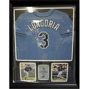 MLB Evan Longoria Autographed Shadowbox with Jersey and 2 Photos, 36x44