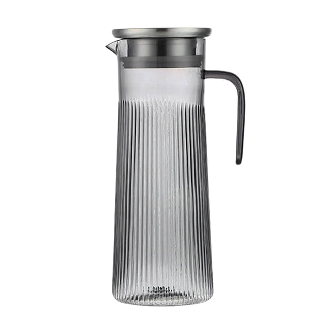 Tauxra Acrylic Striped Cold Water Kettle With Wood Fiber Lid For Kitchen Dining Outdoor