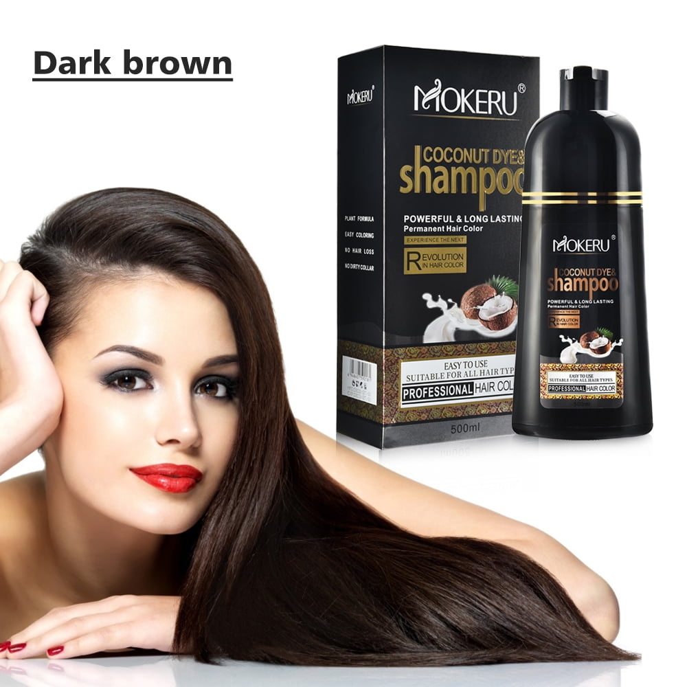 HailiCare Coconut Oil Essence Hair Color Shampoo Moisturizing Hair Color Shampoo, 500ml (Dark