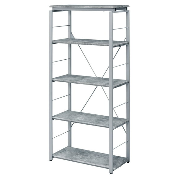 ACME Jurgen Bookshelf in Faux Concrete and Silver