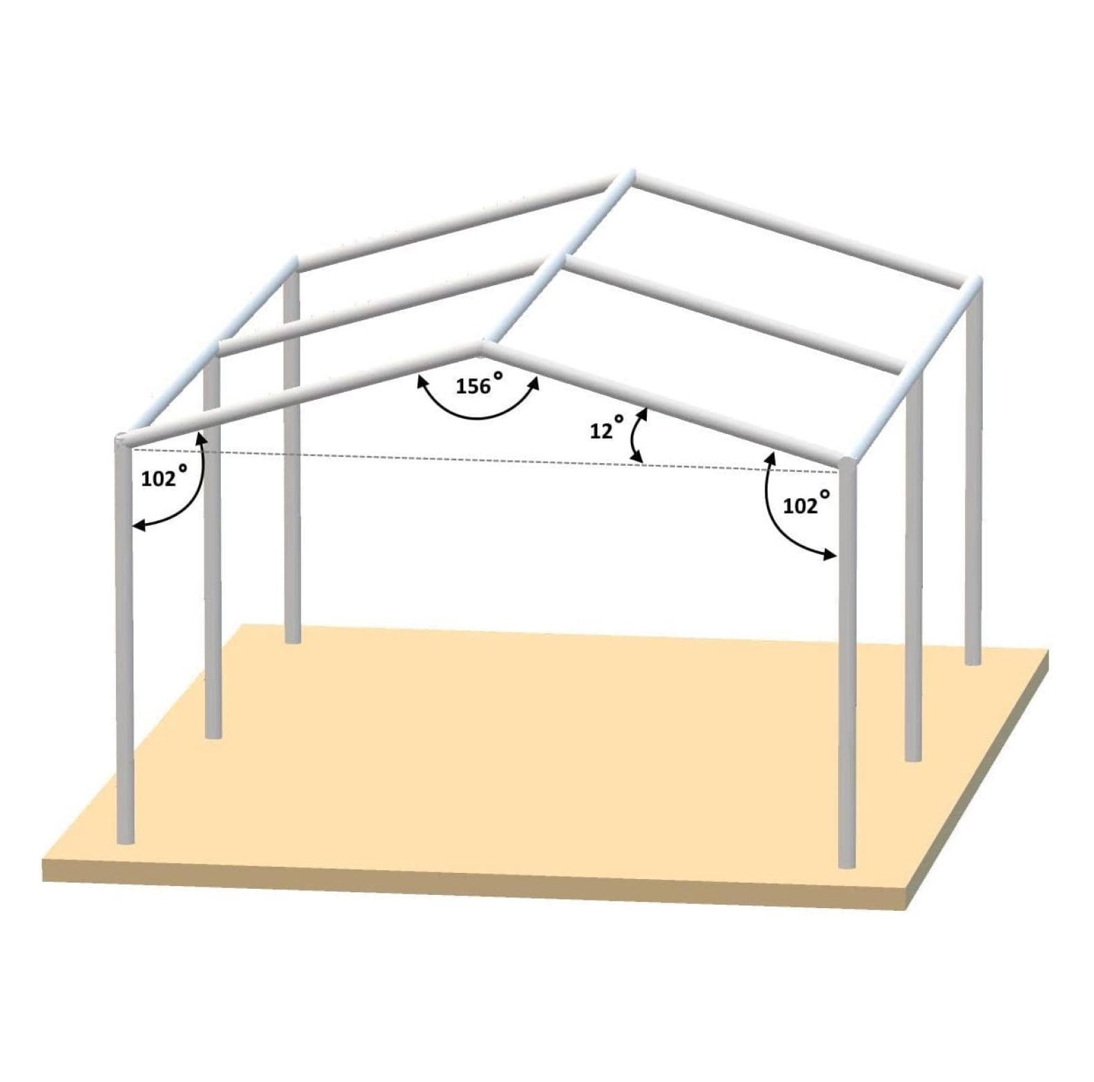 Carport Canopy Frame Fittings Set 1-3/8 Inch Low Shed Tent Garage, 3 Way 3/Pack (Low Front)