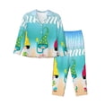 thumbnail image 1 of Fotbe Hello Summer Gnome 1 Conjunto de Pijama de Manga Larga para Mujer con Estampado, Ropa de Dormir de 2 Piezas, Conjunto de Casa Suave y Cómodo con Bolsillos-Small, 1 of 7
