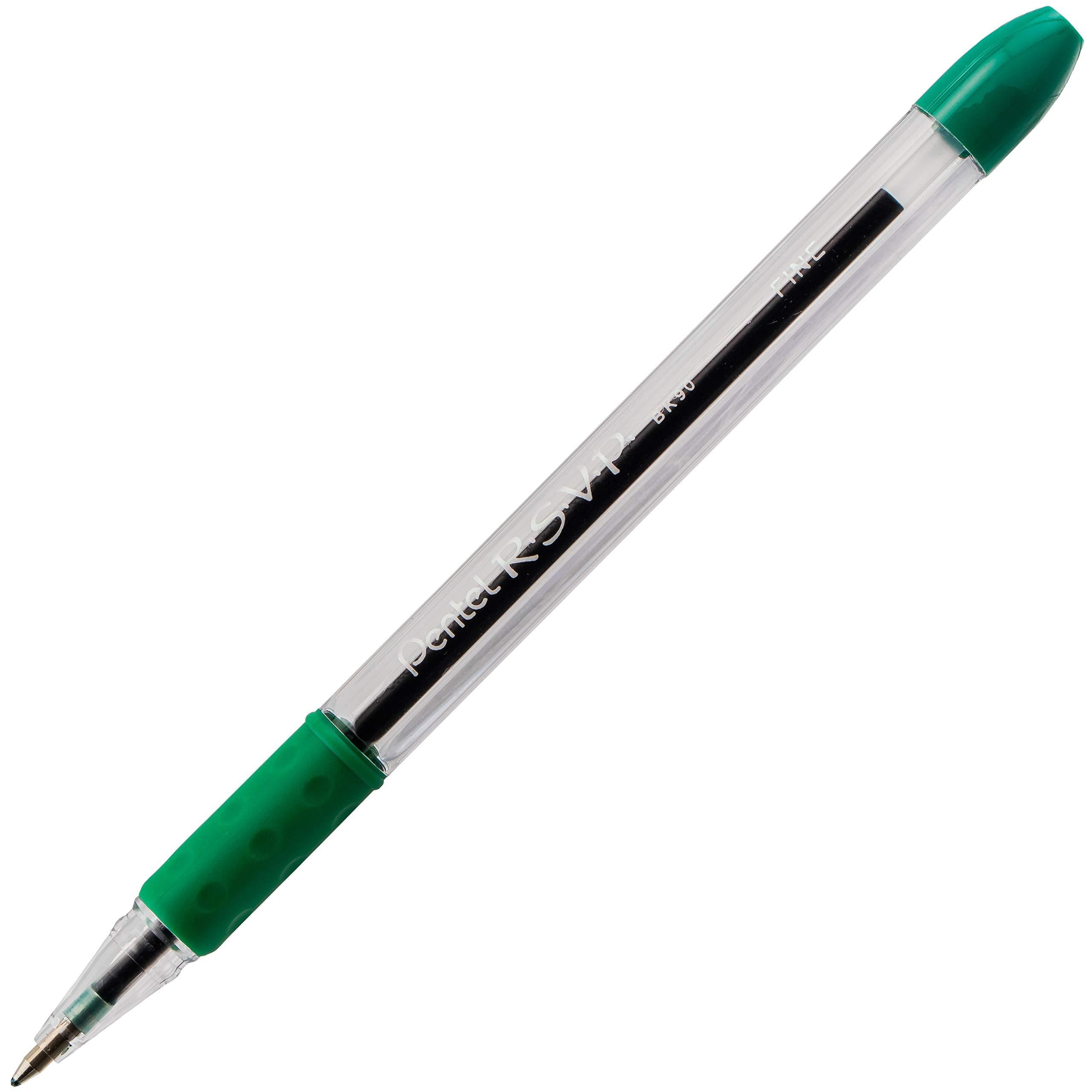 Pentel RSVP moonz 緑 Pentel R.S.V.P. Ballpoint Pen Fine Line Green Ink 2 Pack (BK90BP2D