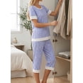 thumbnail image 3 of Cueply Womens Pajamas Sets Short Sleeve Sleepwear Top Capri Pants Casual Lounge Sets with Pockets, 3 of 6