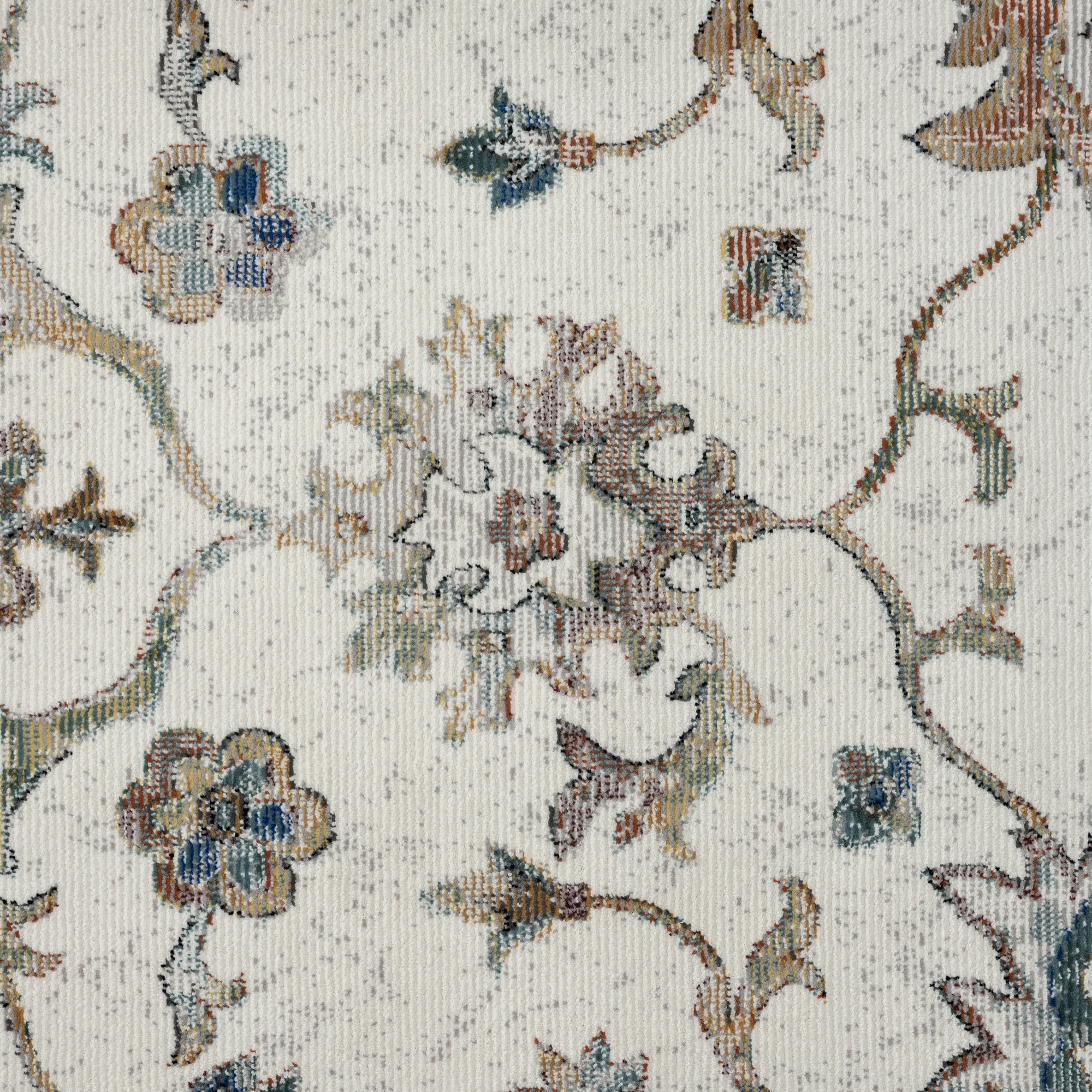 LR Home Ada 2'3" x 8'9" Ivory Bordered Floral Durable Indoor Area Rug