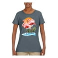 thumbnail image 2 of Wild Bobby, Flamingo Love Print, Animal Lover, Women Graphic Tee, Charcoal, Medium, 2 of 4