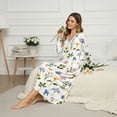 thumbnail image 3 of Tutolipy Floral Print Nightgowns for Women Long Sleeve Sleepwear Breathable Loungewear V Neck Sleepshirts for Home, S, 3 of 7