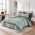 thumbnail image 2 of Regency Heights 7-Piece Comforter Sets, Reversible Striped Comforter Set for Dorm, Lightweight All Season Bedding Set with Pillow Shams,Full, Sage Green, 2 of 10