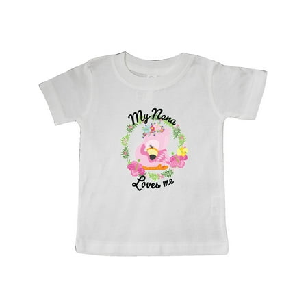 

Inktastic Baby Flamingo My Nana Loves Me with Flower Wreath Gift Baby Boy or Baby Girl T-Shirt
