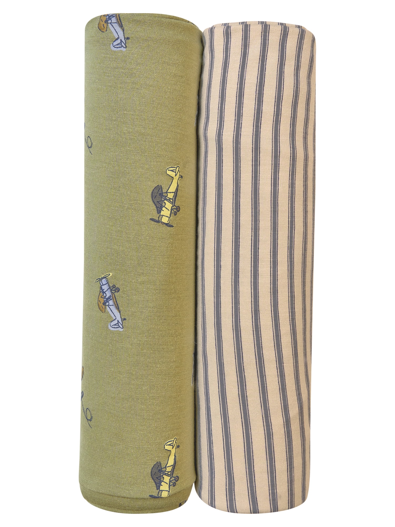 Modern Moments by Gerber Baby Neutral Super Soft Swaddle Blankets, 2-Pack, Airplane, One Size