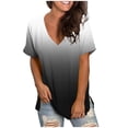 thumbnail image 1 of Fiudx Ofertas Flash Del Día Camisetas Holgadas de Manga Corta con Cuello En V Degradado Informal a La Moda para Mujer, 1 of 4
