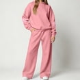 thumbnail image 2 of Women 2 Piece Outfits Long Sleeve Cute Hoodie Pants Bow Print School Travel Casual Fall Matching Lounge Set Pink 2XL, 2 of 6