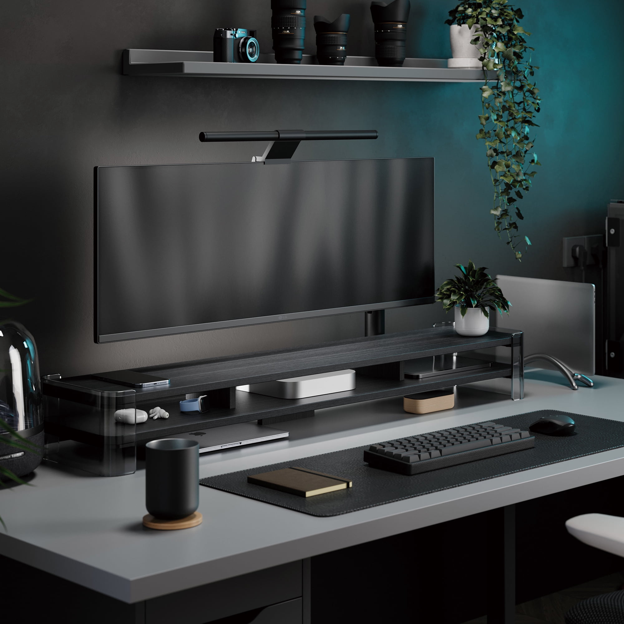 Fenge Acrylic Monitor Stand Riser, 43.1 inch Clear Dual Acrylic Computer Monitor Stand for 2 Monitors