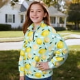 thumbnail image 3 of Uorisanigo Lemon Print Kids Girls Sweatshirt Oversized Long Sleeve Pullover Top Comfortable Quarter Zipper Cropped Sweatshirt Half Zip Up Hoodies No Hood Fall Winter Clothes, 3 of 7