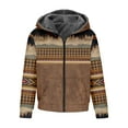 thumbnail image 4 of Mens Western Aztec Print Fleece Jacket,Men's Hooded Sweatshirt Tribal Aztec Printed Long Sleeve Pullover Sweatshirt Thicken Warm Vintage Graphic Hoodies Tops 2023, 4 of 7