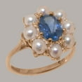 thumbnail image 2 of LBG British Made 10k Rose Gold Natural Sapphire & Cultured Pearl Womens Statement Ring - 33 size options - Size 9, 2 of 6