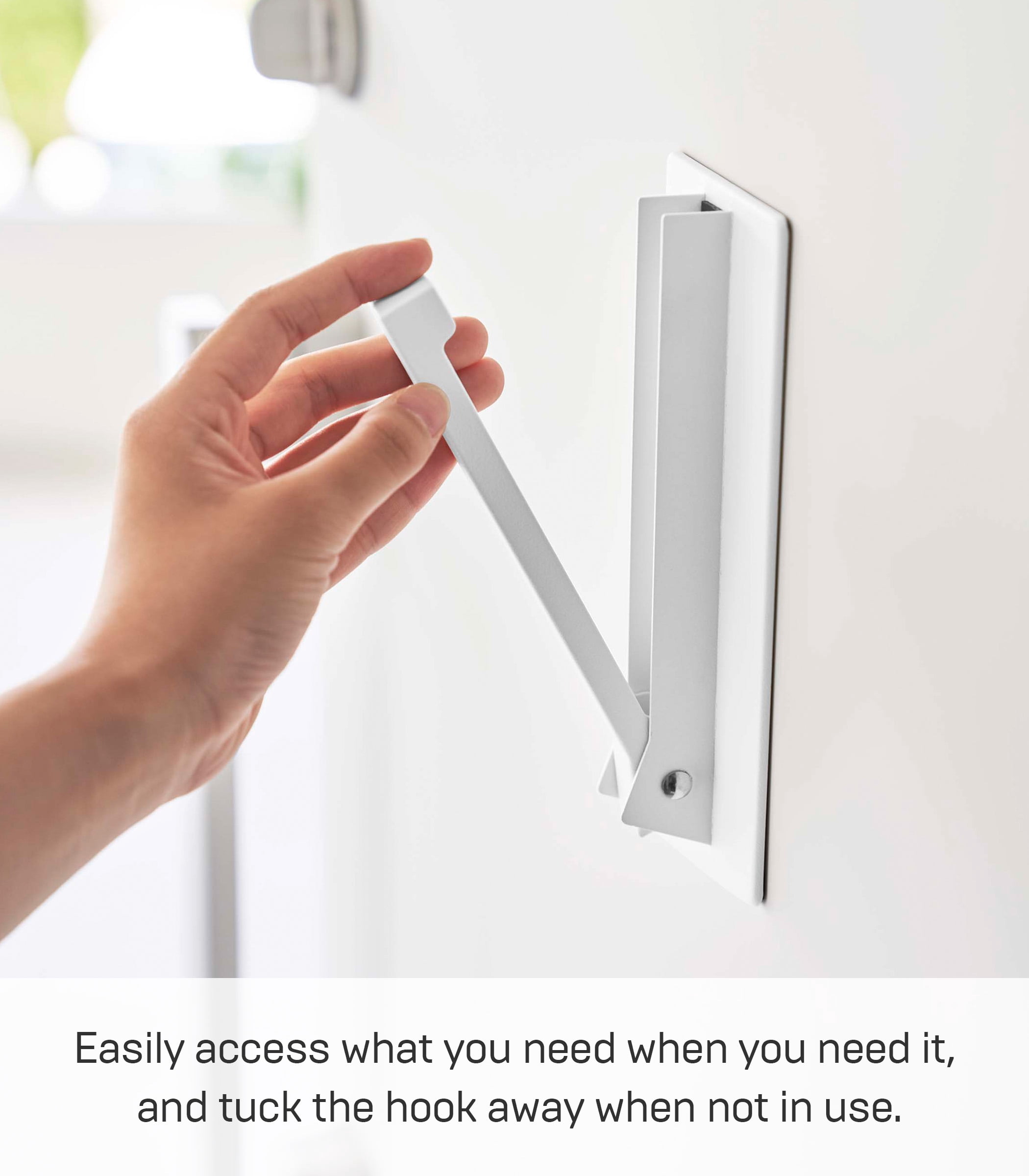 Yamazaki Home Magnetic Folding Hook, White, Steel, Supports 3.3 pounds, Magnetic, No Assembly