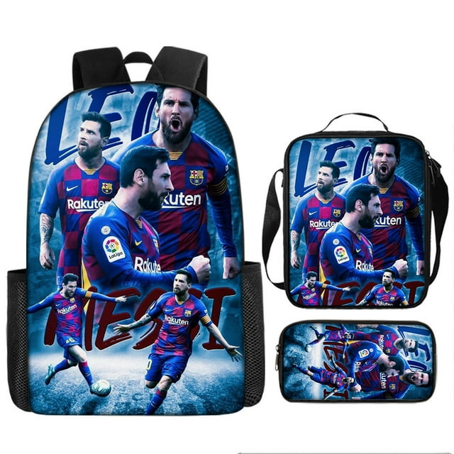 Soccer Star Printed Backpack Three-piece Set, Youth School Bag, Student Backpack-SinKeeU