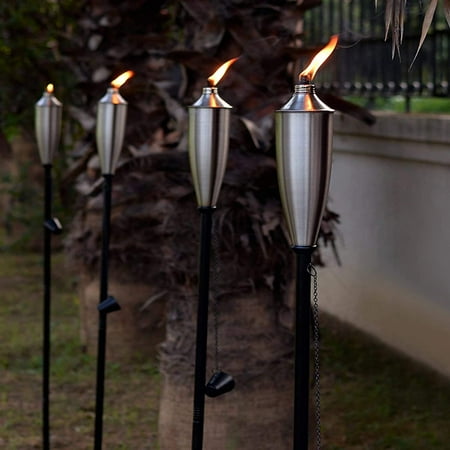 Deco Window Set of 4 Landscape Outdoor/Patio Garden Torch - Satin Silver