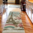 thumbnail image 3 of Ambesonne Paris Decorative Rug Carpet, Cloudy Sky Roses Eiffel Tower, 2' 5" x 7' 5", Dark Mustard Multicolor, 3 of 3