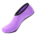 thumbnail image 2 of CXHEGBEJ Slipper Non-Skid Bottom Socks For Womens Warm Soft Fleece Gripper Slipper Non-Slip Velvet Indoor Socks Slippers Thermal Foot Cover for Female Gift Light Violet L, 2 of 3