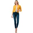 thumbnail image 3 of Cielo Women's 3/4 Sleeve Solid Open Front Cropped Bolero Shurug Light Cardigan, 3 of 5