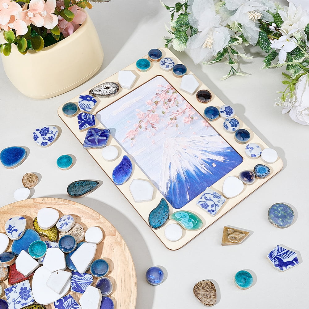 500G Handmade Porcelain Cabochons Mosaic Tiles Mixed Color Mixed Shapes 19~37.5x19~33.5x5.5~8mm