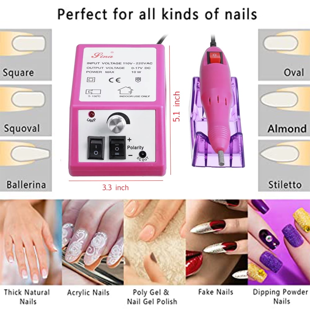 Care me Powerful Corded Electric Nail Drill Set File, Buff, Shape, Polish  Nails, Remove Cuticles & Calluses - Professional Manicure & Pedicure Kit  for Nail Care - Walmart.com