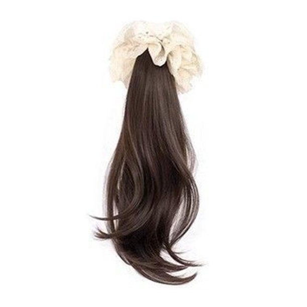 CAIROYAR Peluca de cola de caballo baja de color negro y marrón para mujer con pinzas para el cabello rizado