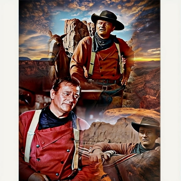 Adult DIY 5D Diamond Painting Kit, John Wayne Series Art Round Diamond, Full Diamond Diamond Embroidery Kit, Mosaic Cross Stitch Craft Home Wall Decoration